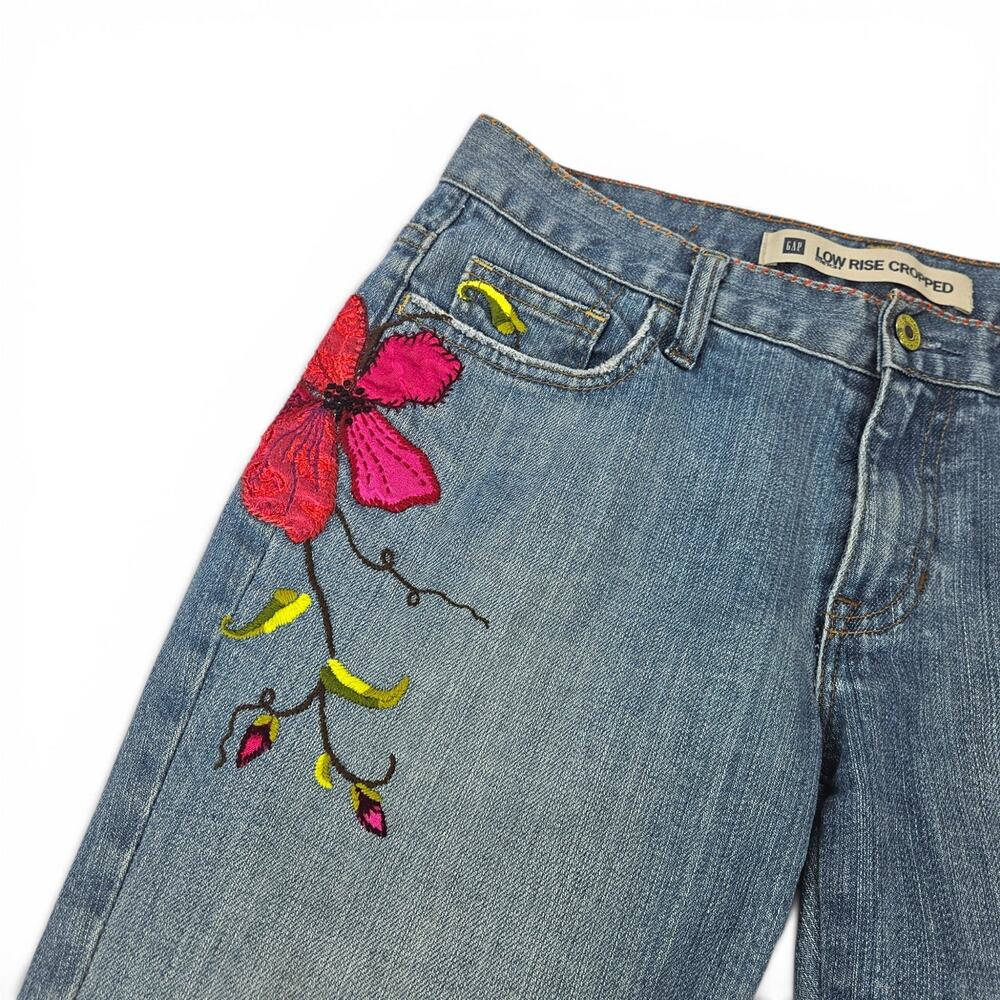Y2k Gap Jeans Low-Rise Embroidered Cropped - Size 6 - Picture 3 of 8